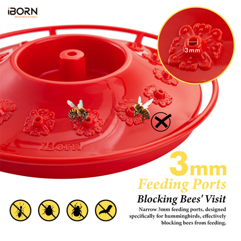 iBorn leak-proof hummingbird feeder keeps nectar contained, reducing spills during breezy garden evenings.