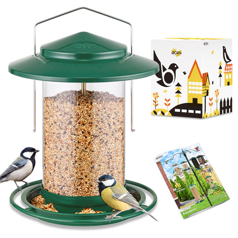 iBorn Metal Bird Feeder for outdoor hanging with 6 ports and sturdy design for easy seed feeding.