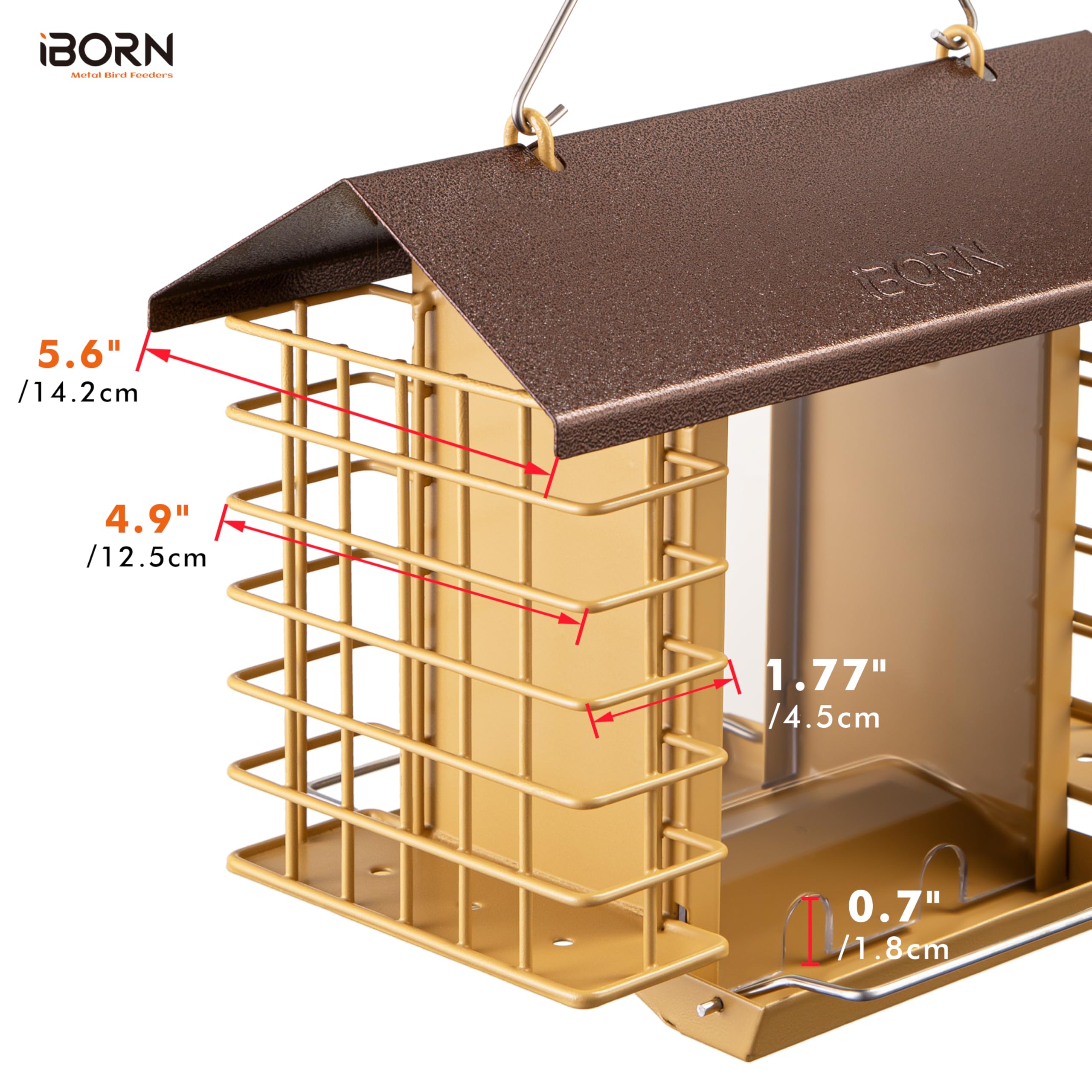 IBorn fixed metal hanger keeps the feeder stable in wind.