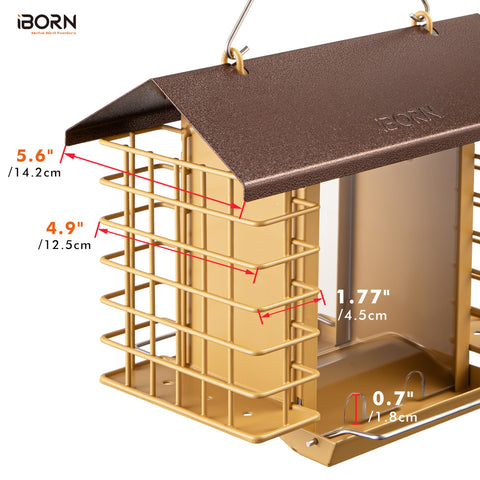 IBorn fixed metal hanger keeps the feeder stable in wind.