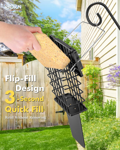 iBorn Metal Suet Feeder drainage holes keep seeds fresh