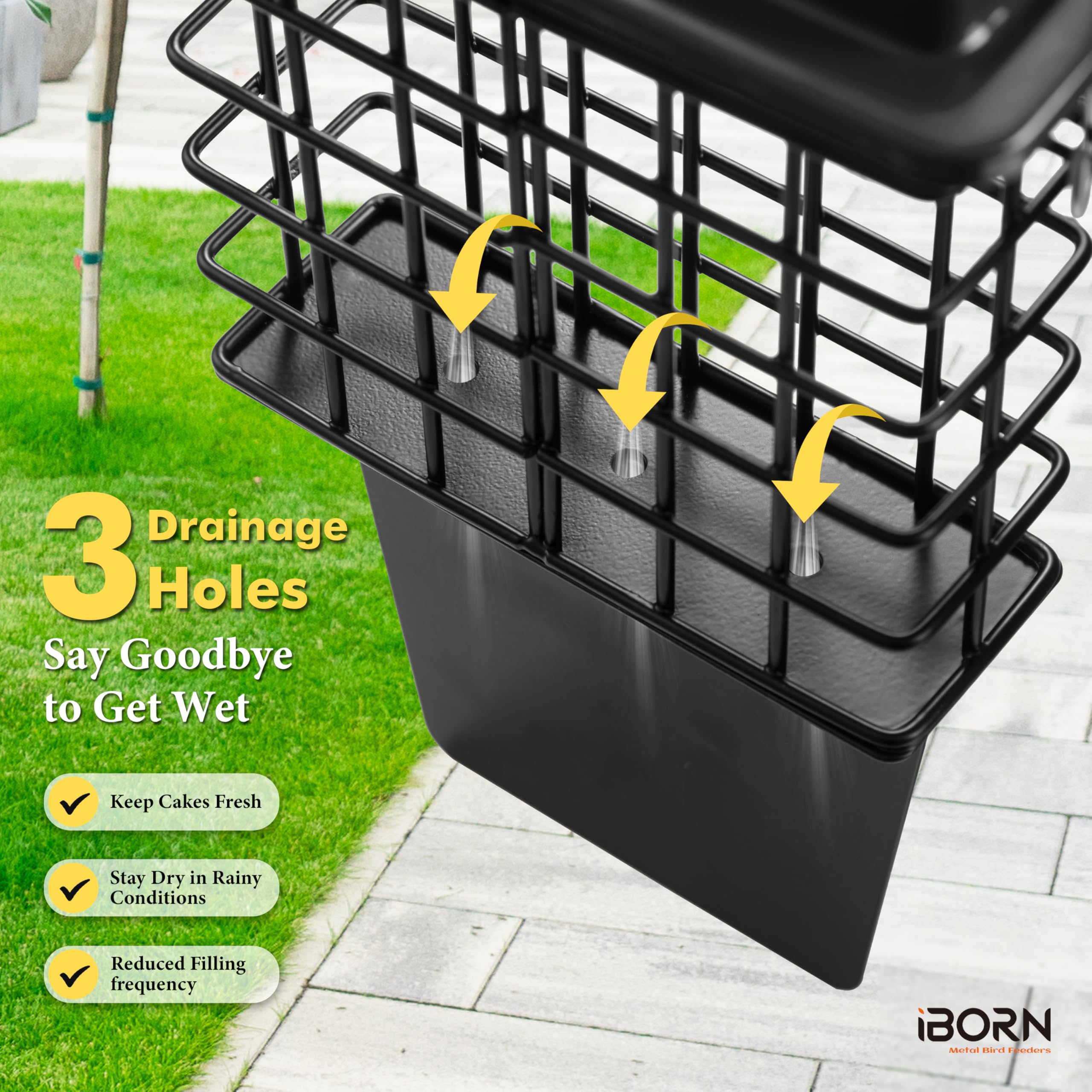 iBorn Metal Suet Feeder durable design for year-round use