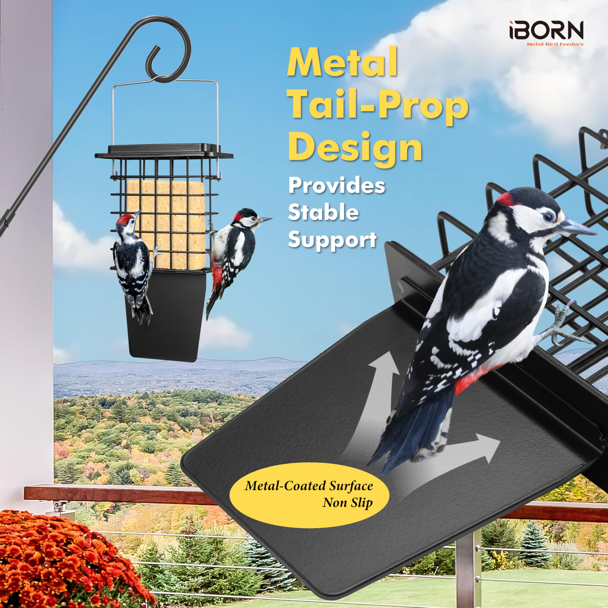 iBorn Metal Suet Feeder taller grid provides more perch space