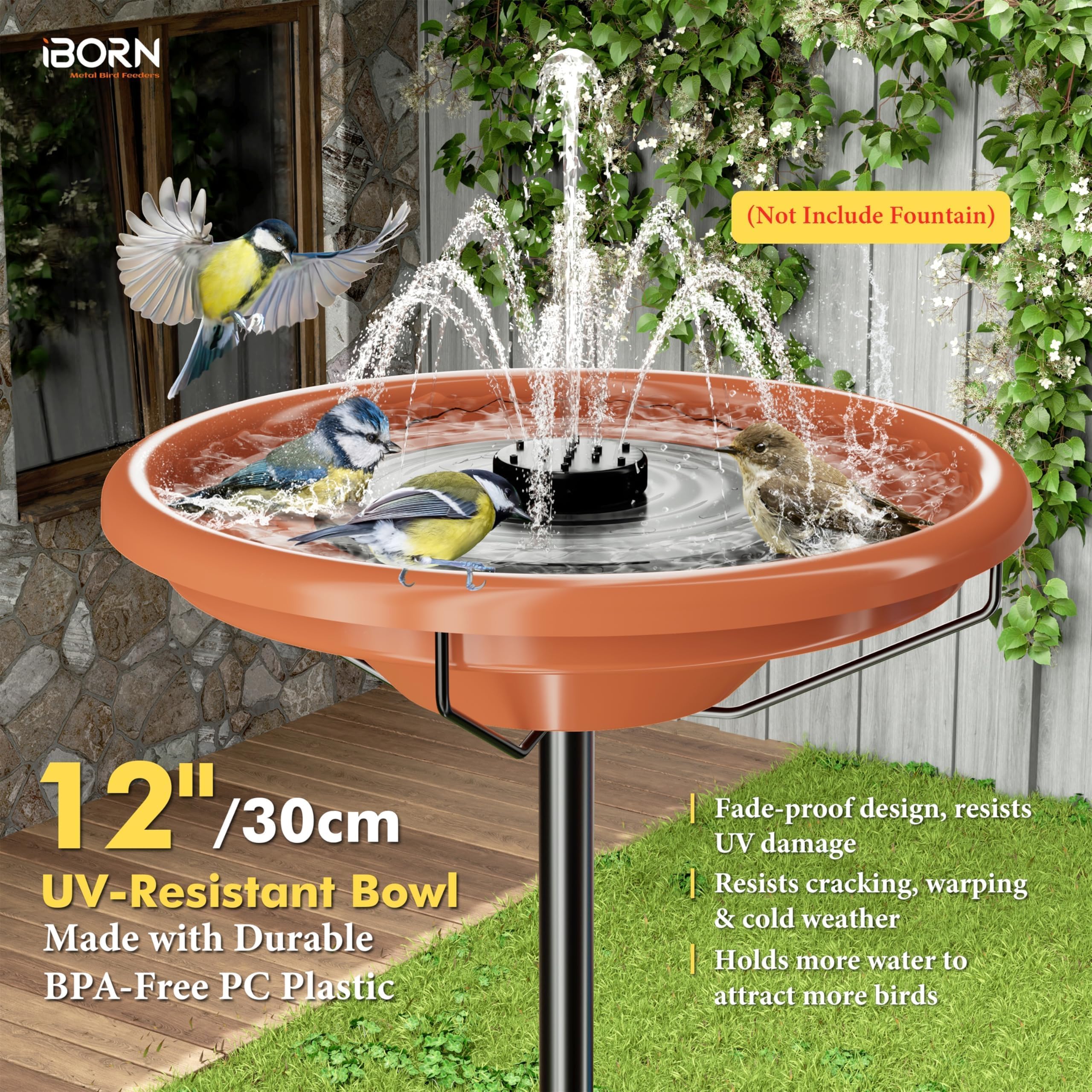 iBorn rust-proof coated metal stand built for year-round weather.