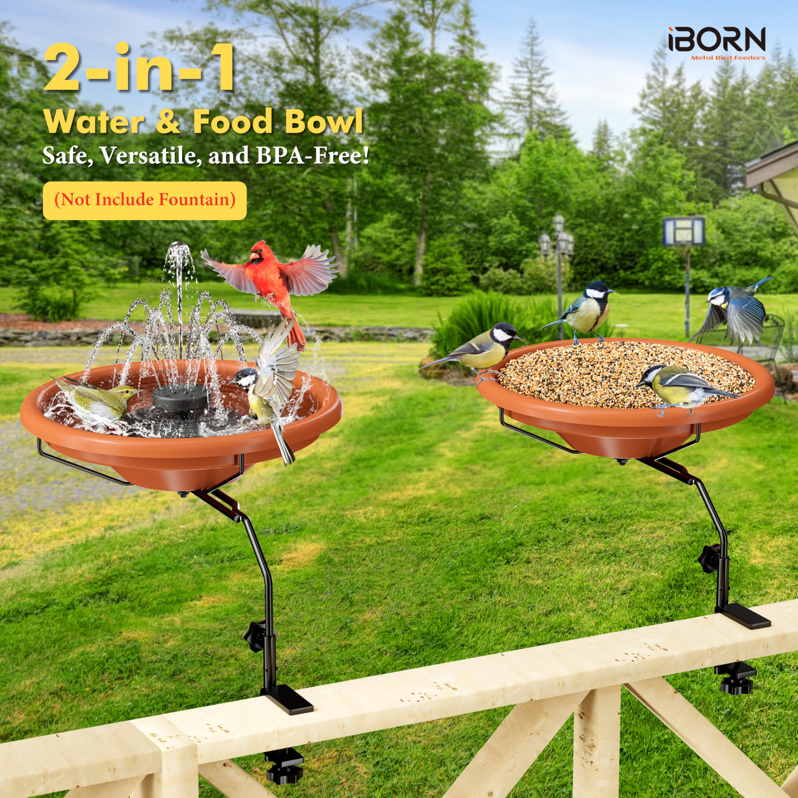 iBorn rust-resistant metal bracket enhances outdoor longevity.