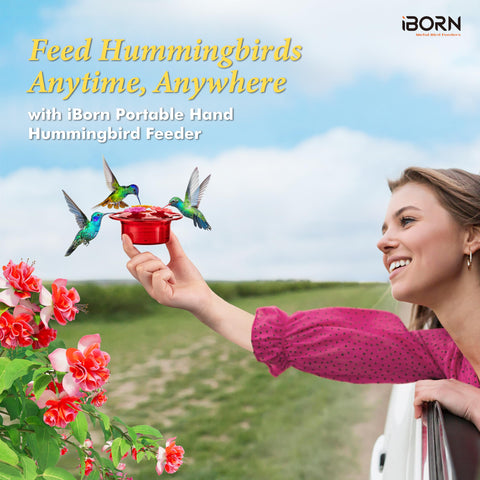 iBorn silicone flower port hummingbird feeder attracts hummingbirds with bloom-like ports.