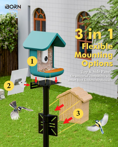 iBorn durable metal pole withstands outdoor storms and heavy feeders.