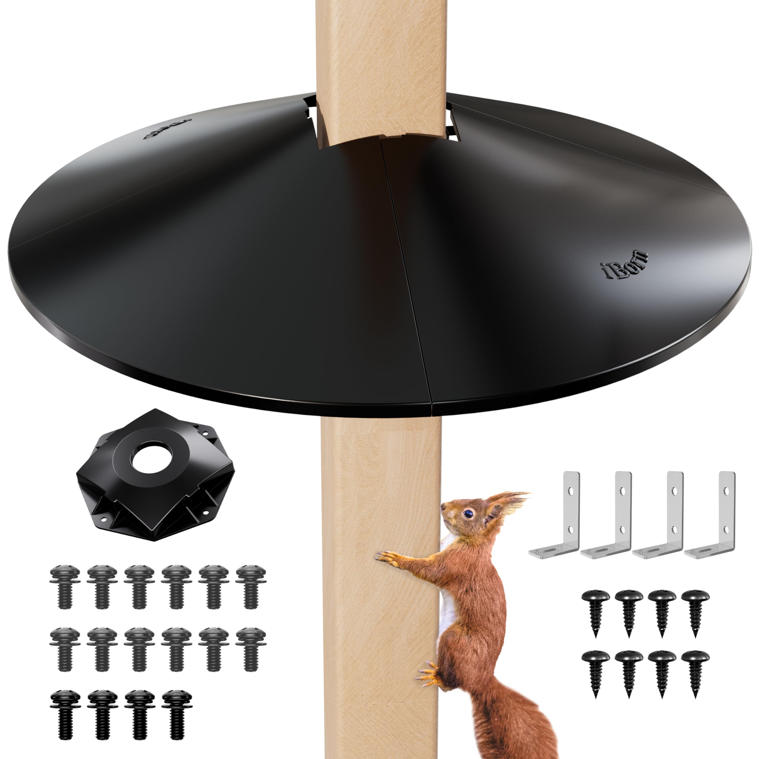 iBorn Squirrel Baffle 22-inch front view offering wide protection for bird feeders.