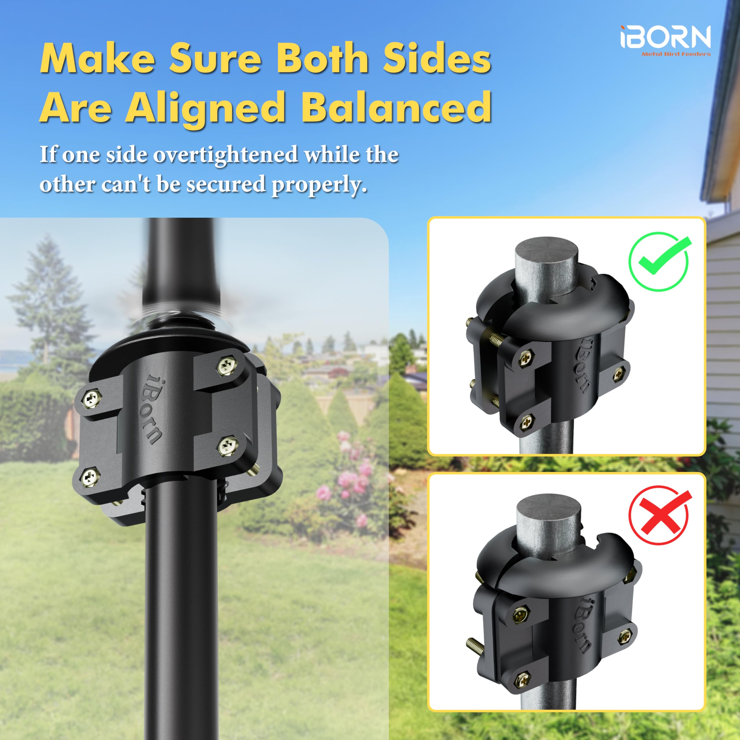 iBorn pole install guide shows two halves clamping around the pole