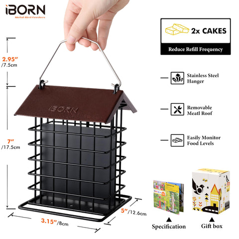 iBorn anti-squirrel hook on suet feeder preventing access to food.