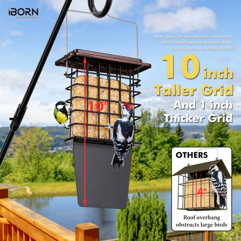 iBorn Suet Feeder bottom board catches crumbs to keep garden tidy