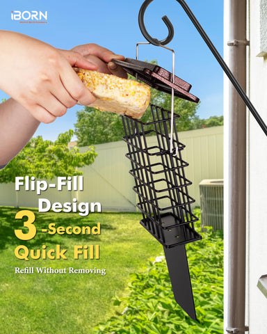 iBorn Suet Feeder drainage hole keeps seeds dry and fresh