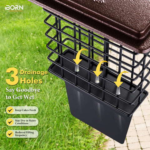 iBorn Suet Feeder rainproof roof protects contents during rain