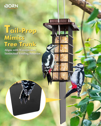 iBorn Suet Feeder taller grid offers space for woodpeckers to perch