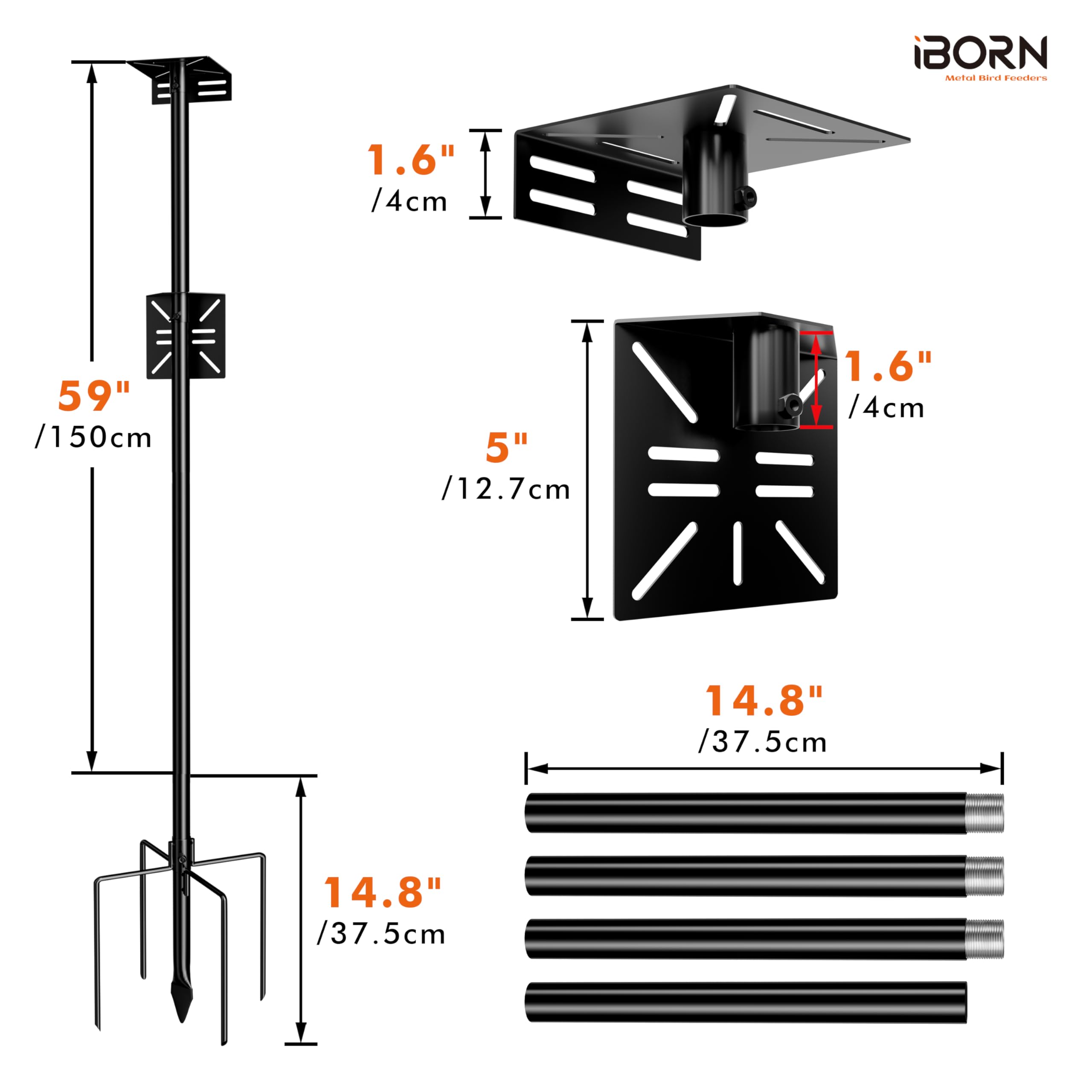 iBorn top and side brackets provide 360-degree mount versatility for diverse feeder designs.
