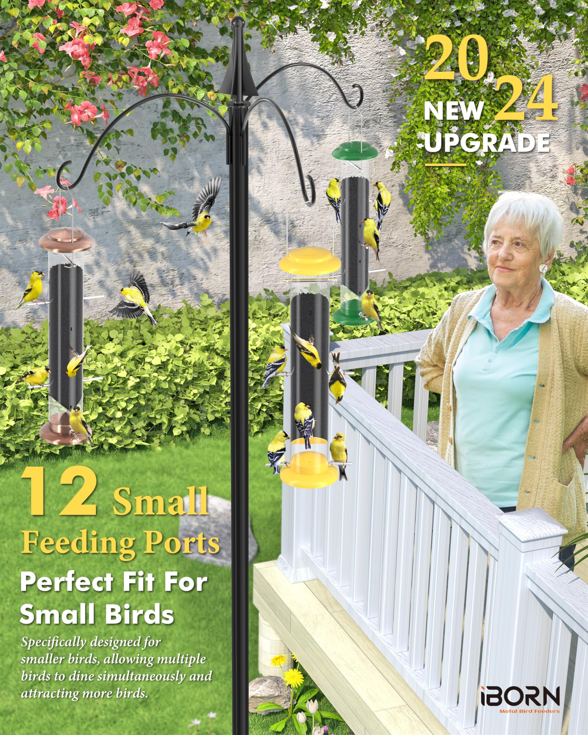 iBorn 14-inch tube feeder designed to hang from trees or poles