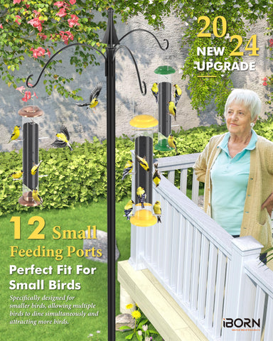 iBorn 14-inch tube feeder designed to hang from trees or poles