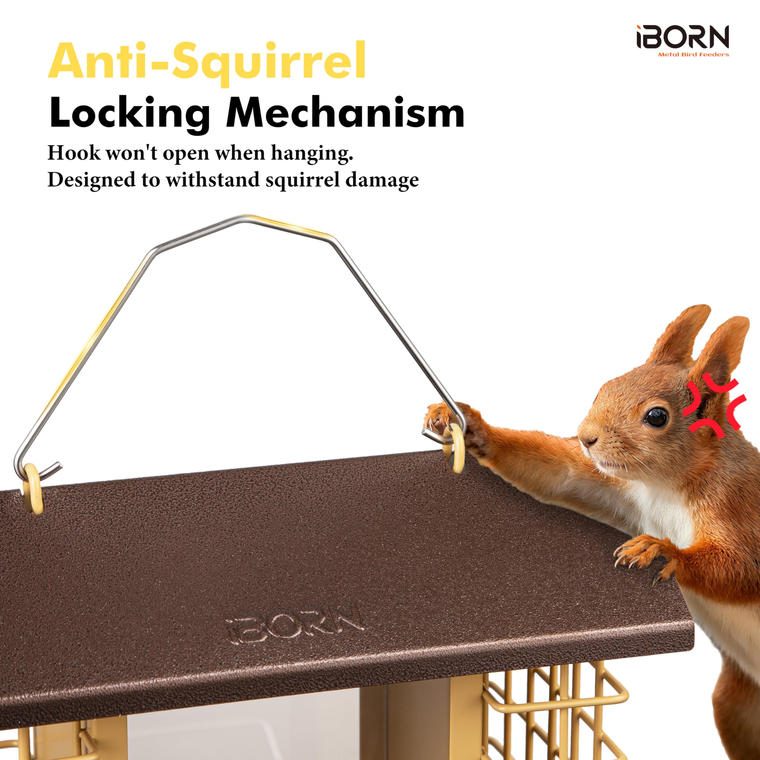 IBorn weatherproof metal roof shields seeds from rain.