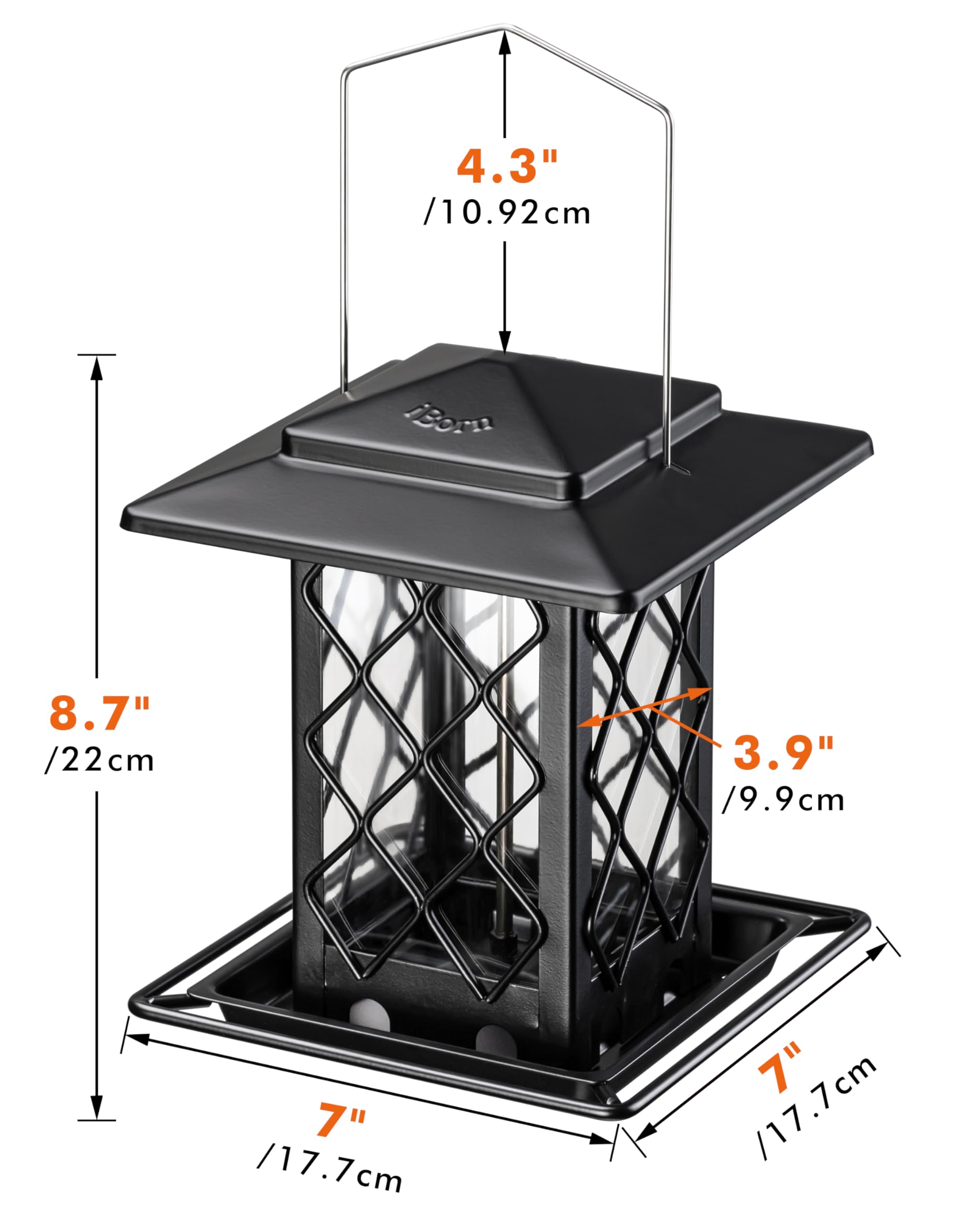 iborn wide perch-space for several birds feeding comfortably