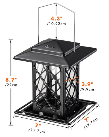 iborn wide perch-space for several birds feeding comfortably
