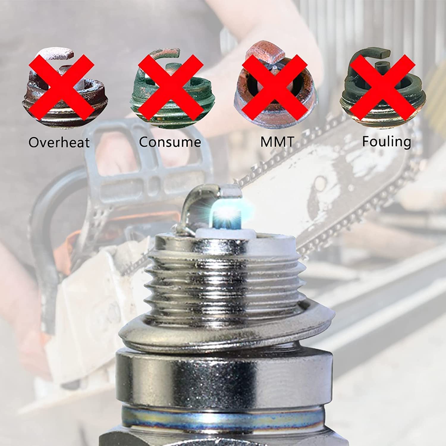 iBroPrat 14mm thread spark plug fits common 2-stroke engines.
