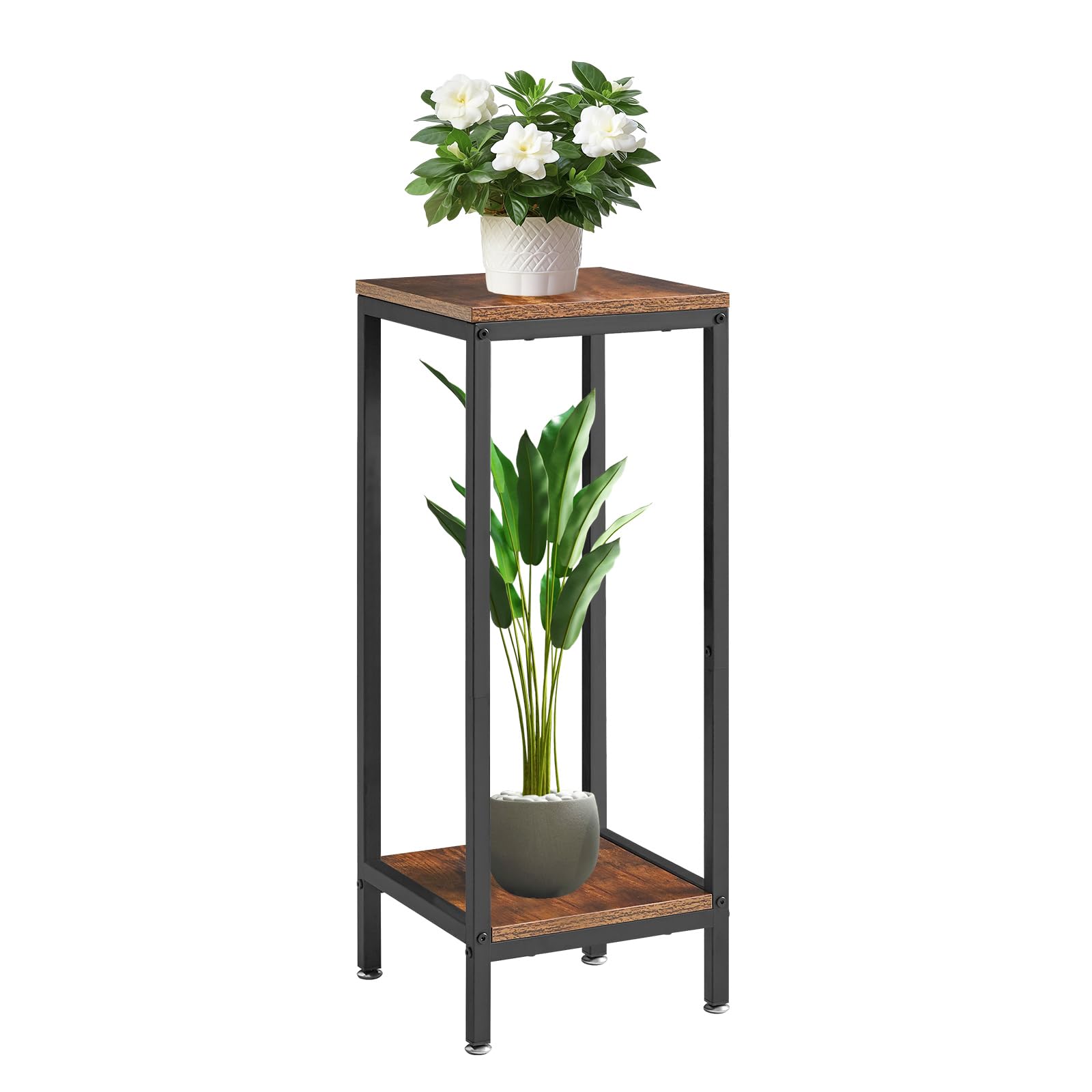 IBUYKE 30-inch tall plant stand side view highlights space-saving two-tier design for apartments.
