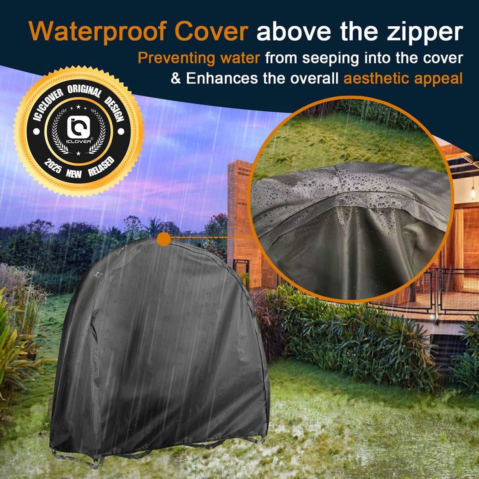 IC ICLOVER waterproof zipper cover reduces water seepage at seams.