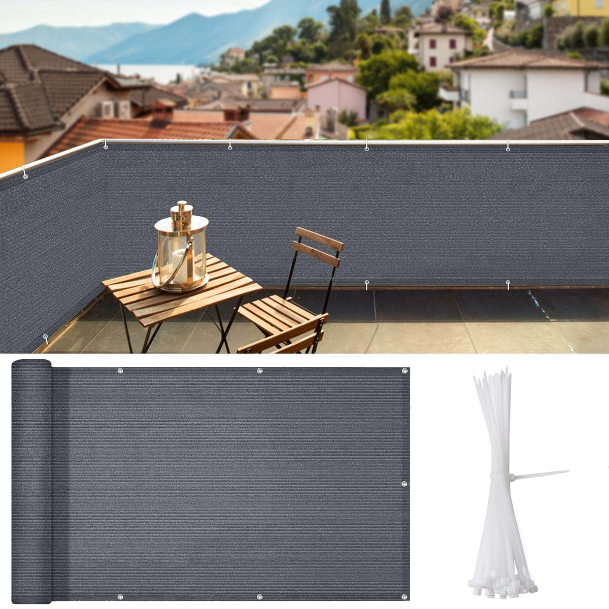 i COVER icCover privacy screen on balcony showing full 3x10ft coverage