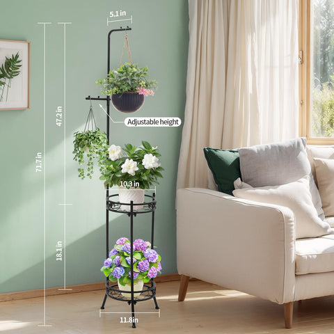 Icewogo 72in tall plant stand shown from side for outdoor setup
