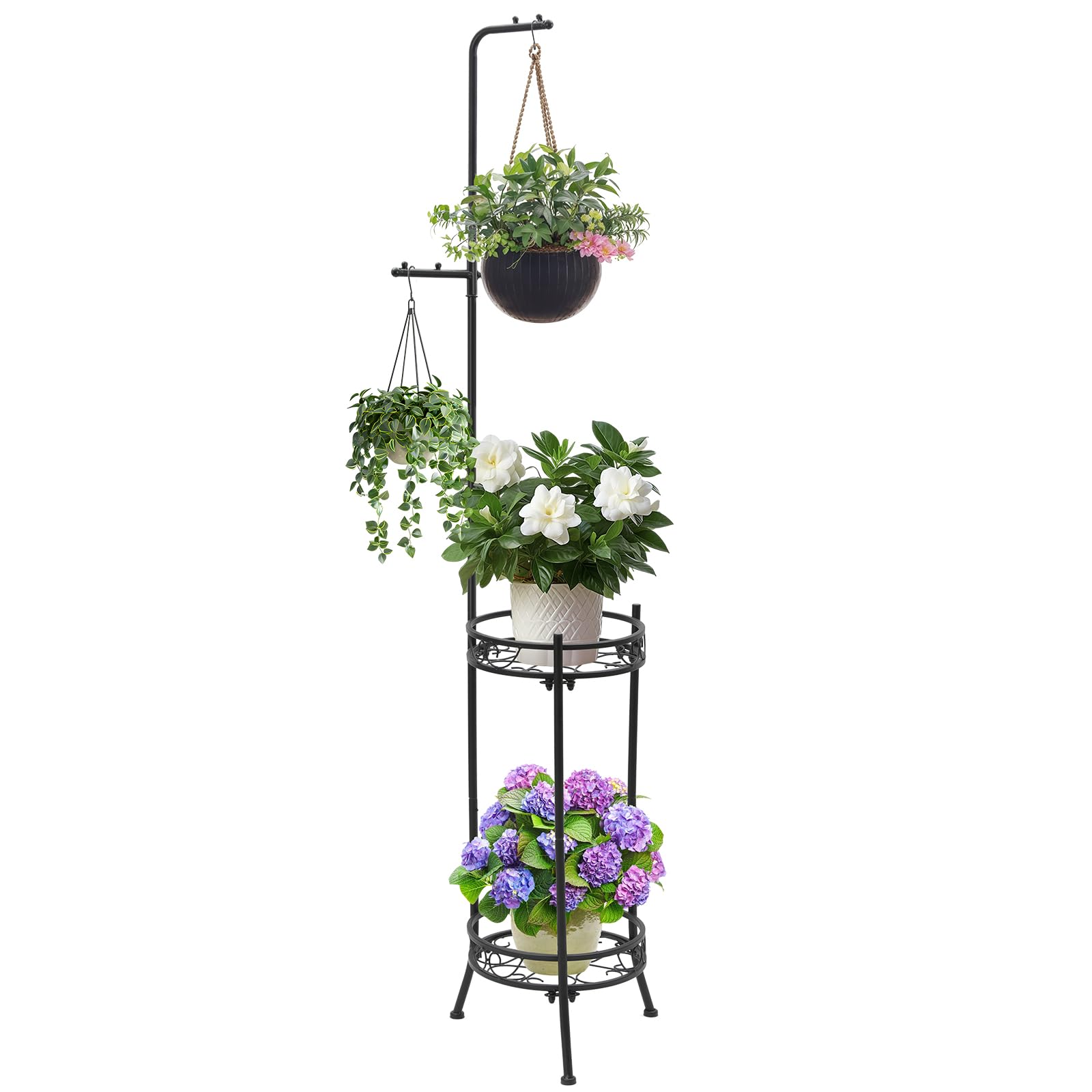 Icewogo adjustable 4-pot stand with top hanging space for versatile display