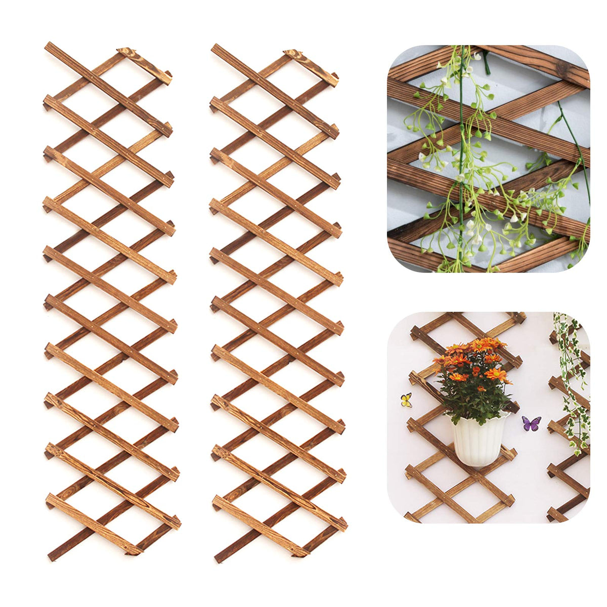 Iceyyyy wood lattice wall planter 2-pack mounted on wall for a compact vertical garden.