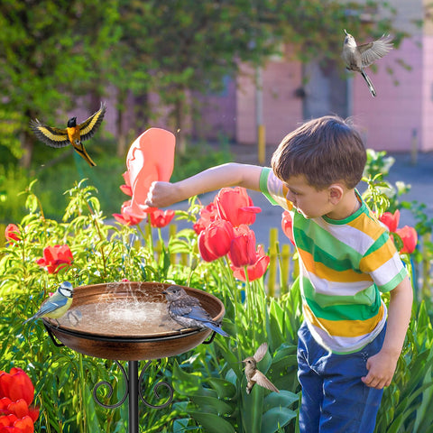 iCHKED 38In bird bath assembly step demonstrates tool-free setup