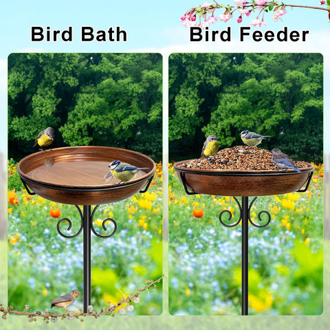 iCHKED 38In bird bath with metal stake in yard