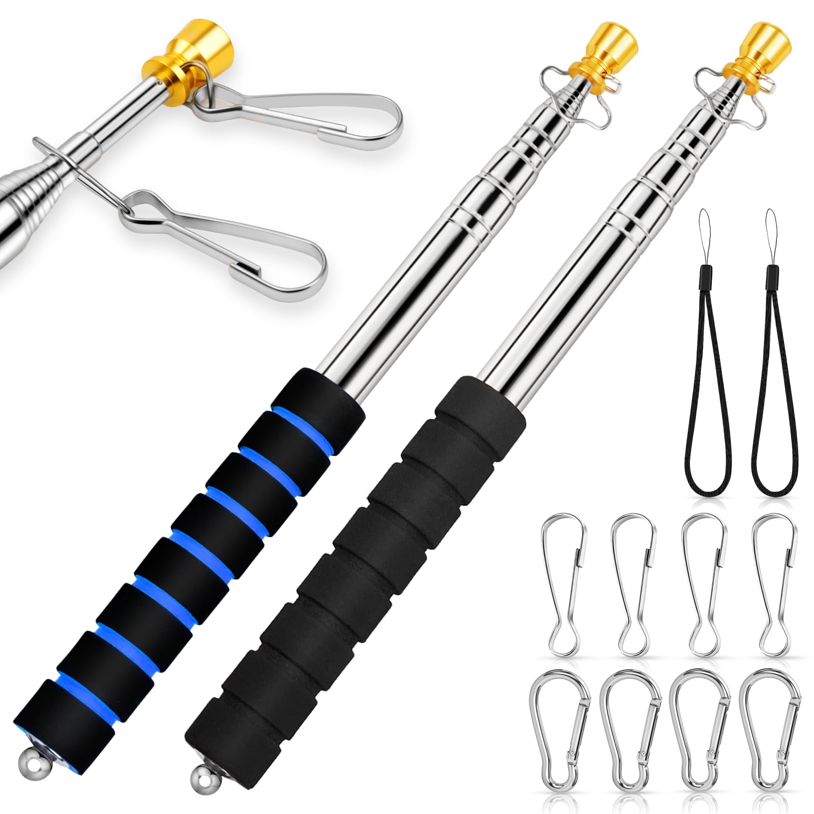 ICOMEY 2-pack telescopic flag pole extended to 2 m for travel use