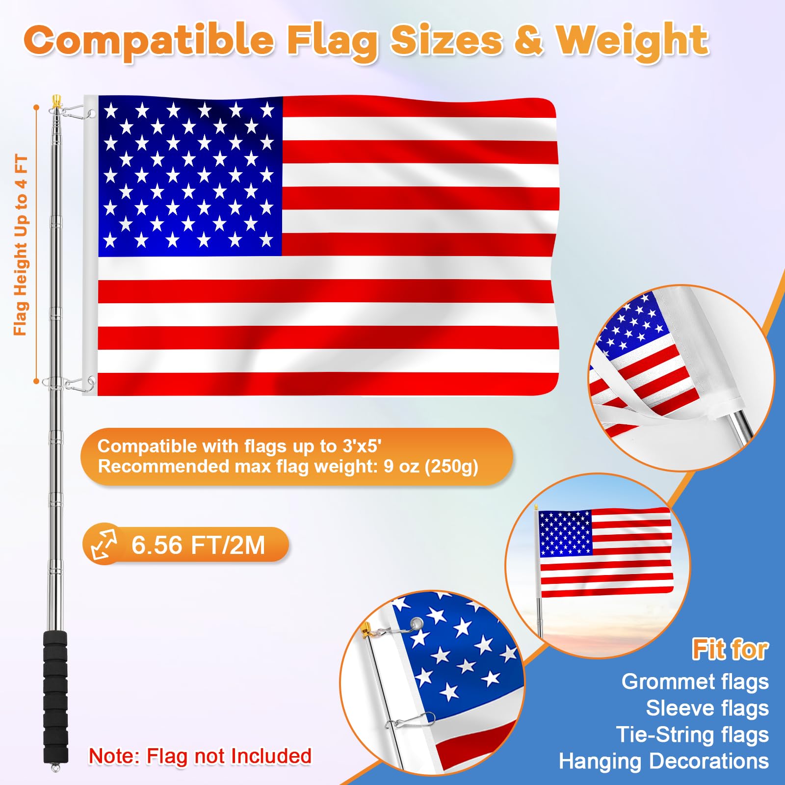 ICOMEY anti-slip grip handle provides comfortable control while guiding flags