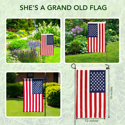 Iconikal garden flag stands-ready display with two flags.