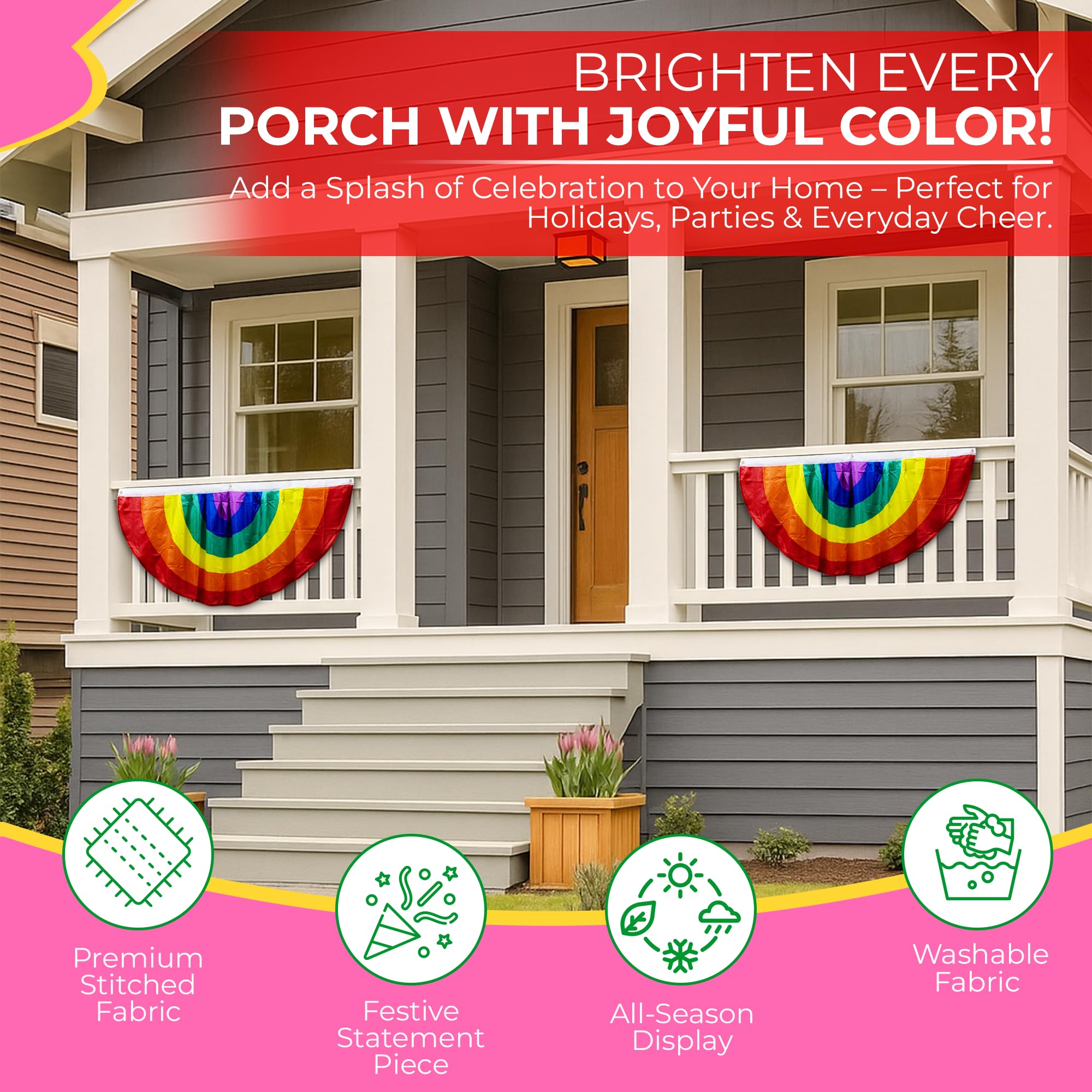 Iconikal easy-hang 3-grommet design supports versatile setup