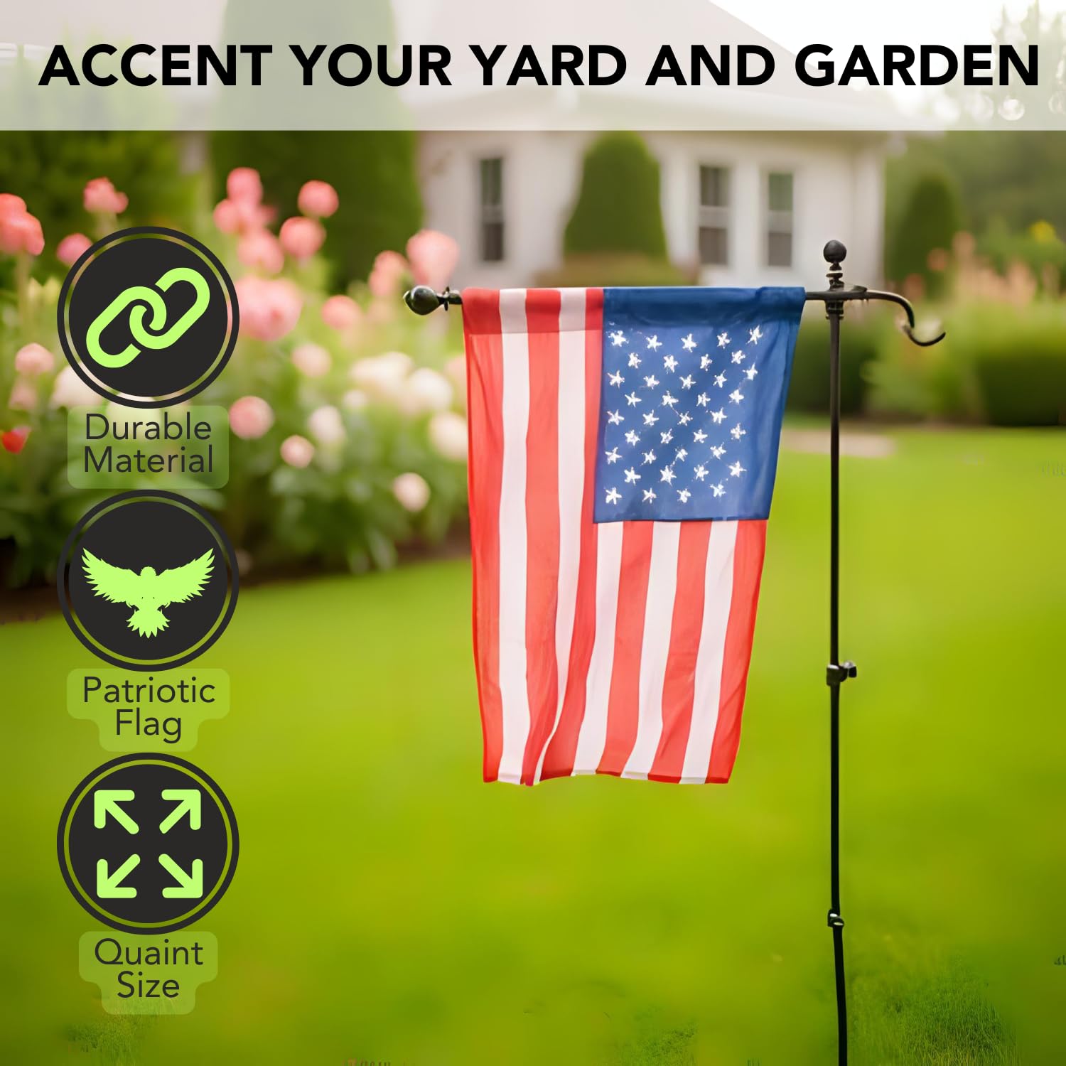Iconikal patriotic yard banner setup, ready to hang.