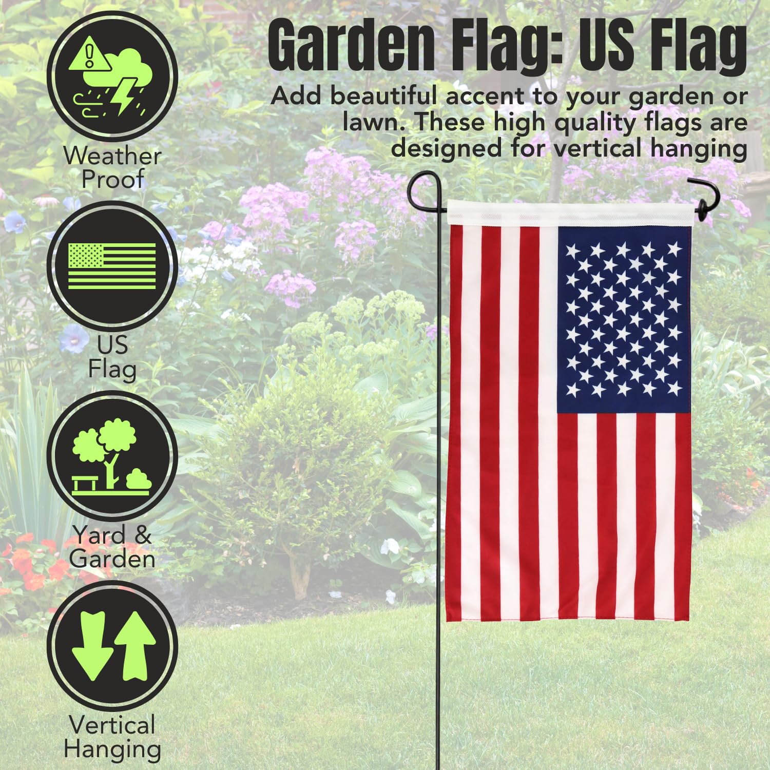 Iconikal USA flag design 12x18, ready for lawn or porch.