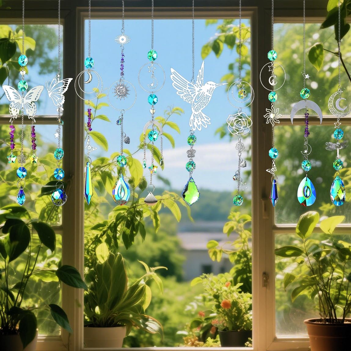 IcosaMro crystal sun catcher waterdrop reflects vibrant hues in sunlit corners.