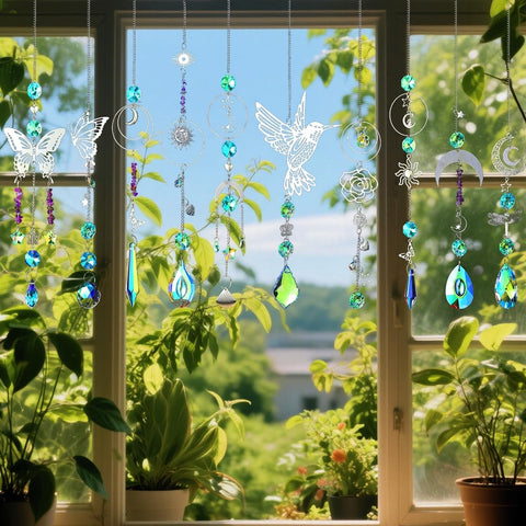 IcosaMro crystal sun catcher waterdrop reflects vibrant hues in sunlit corners.