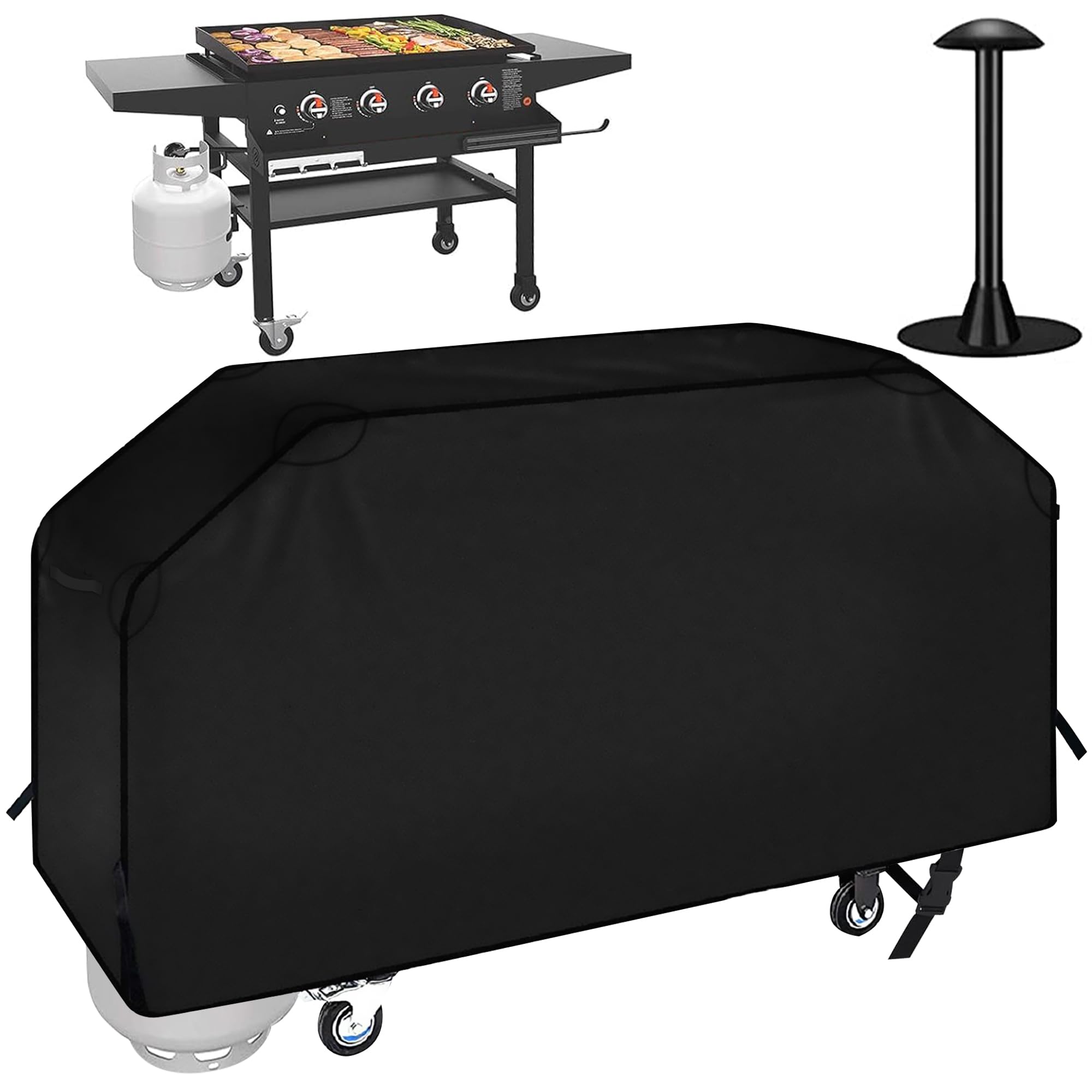 iCOVER 36-inch griddle cover, front view, protects Blackstone griddle from rain and sun