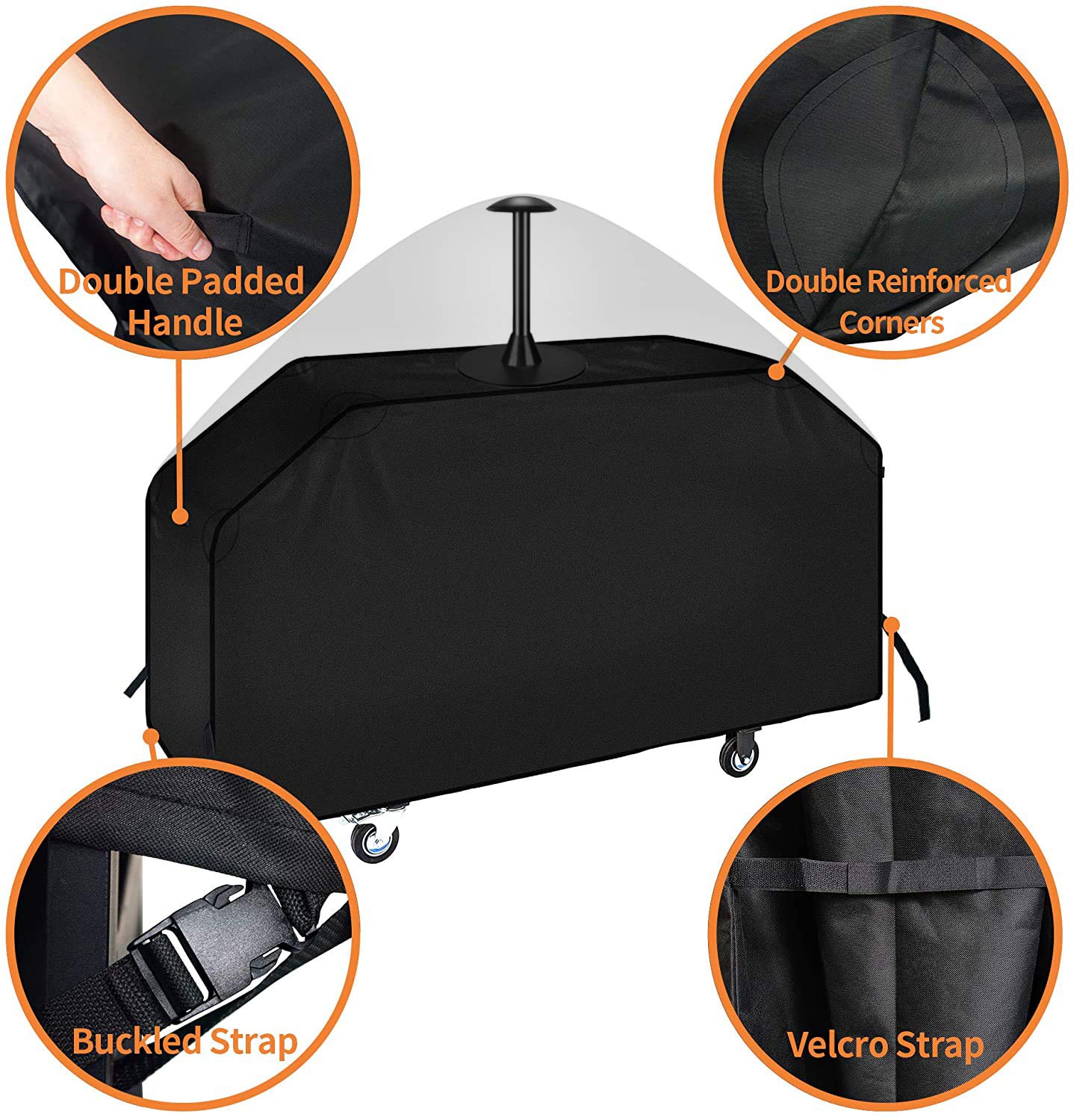 iCOVER 36-inch griddle cover, side view, weatherproof shield for outdoor cooking gear