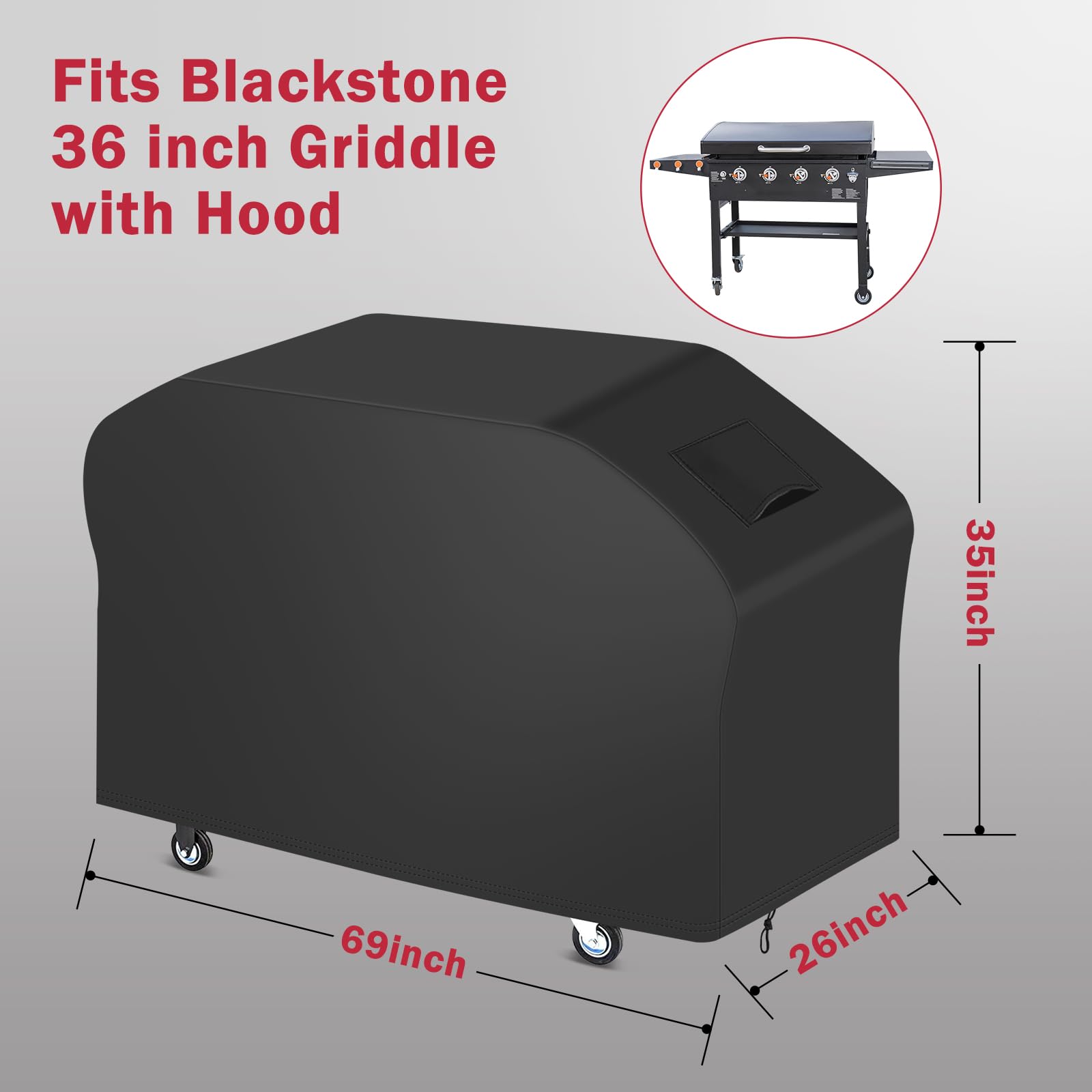 iCOVER 5482 griddle cover features an air vent design for moisture control.