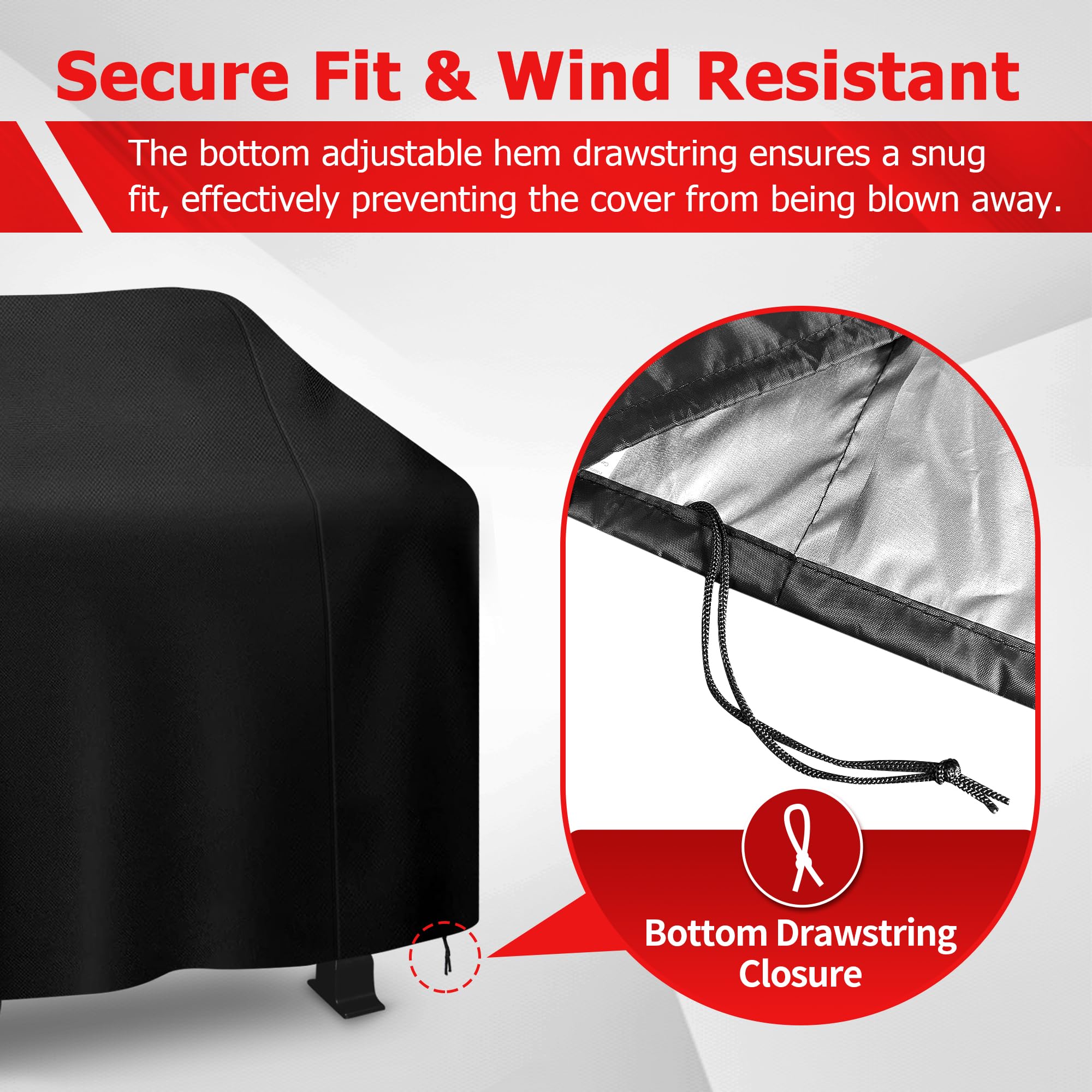 iCOVER 55-inch grill cover being rinsed clean after outdoor use, highlighting easy maintenance.