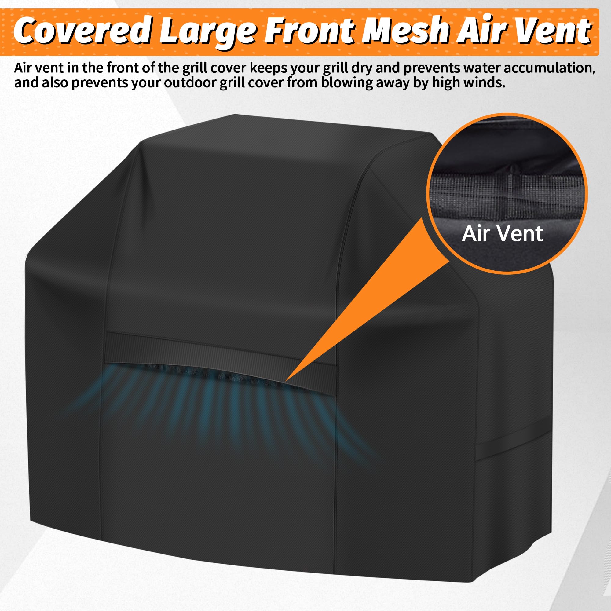 iCOVER 82inch grill cover shows durable stitching for long-lasting outdoor use.