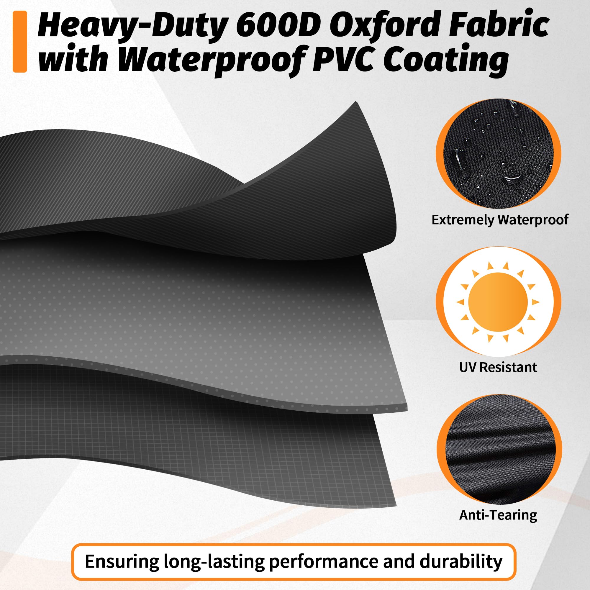 iCOVER 82inch grill cover vent area shows airflow and moisture control.