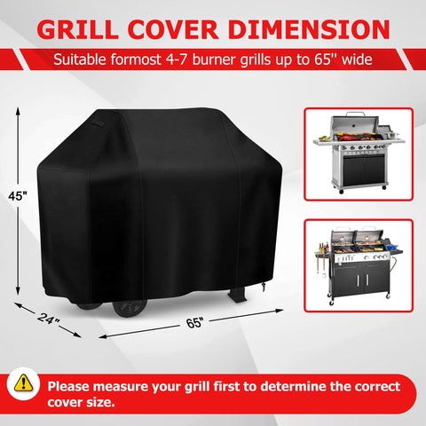 iCOVER 65-inch grill cover back view shields grill from wind.