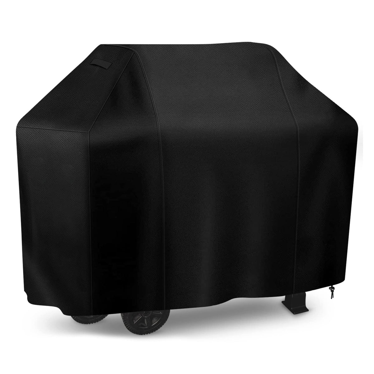 iCOVER 65-inch grill cover front view protects outdoor grill from sun and rain.