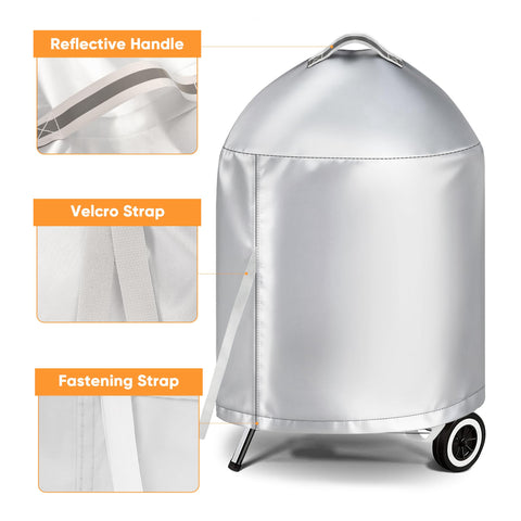 iCOVER grill cover fastening strap system illustrating secure wind protection